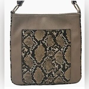 Crossbody bag, vegan leather, snakeskin detail, adjustable strap, NWT